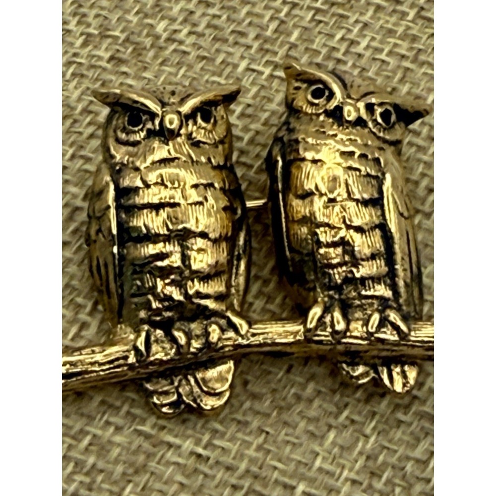 Vintage MFA Owl Brooch Pin Gold Tone Bird Museum of Fine Arts
